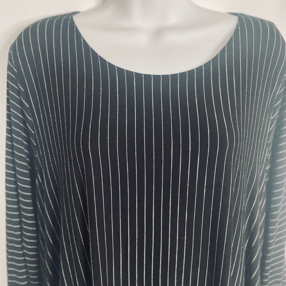 Comfy USA Black White Striped Stretch Tunic Top Dress Oversized Sz 2X - Picture 7 of 8